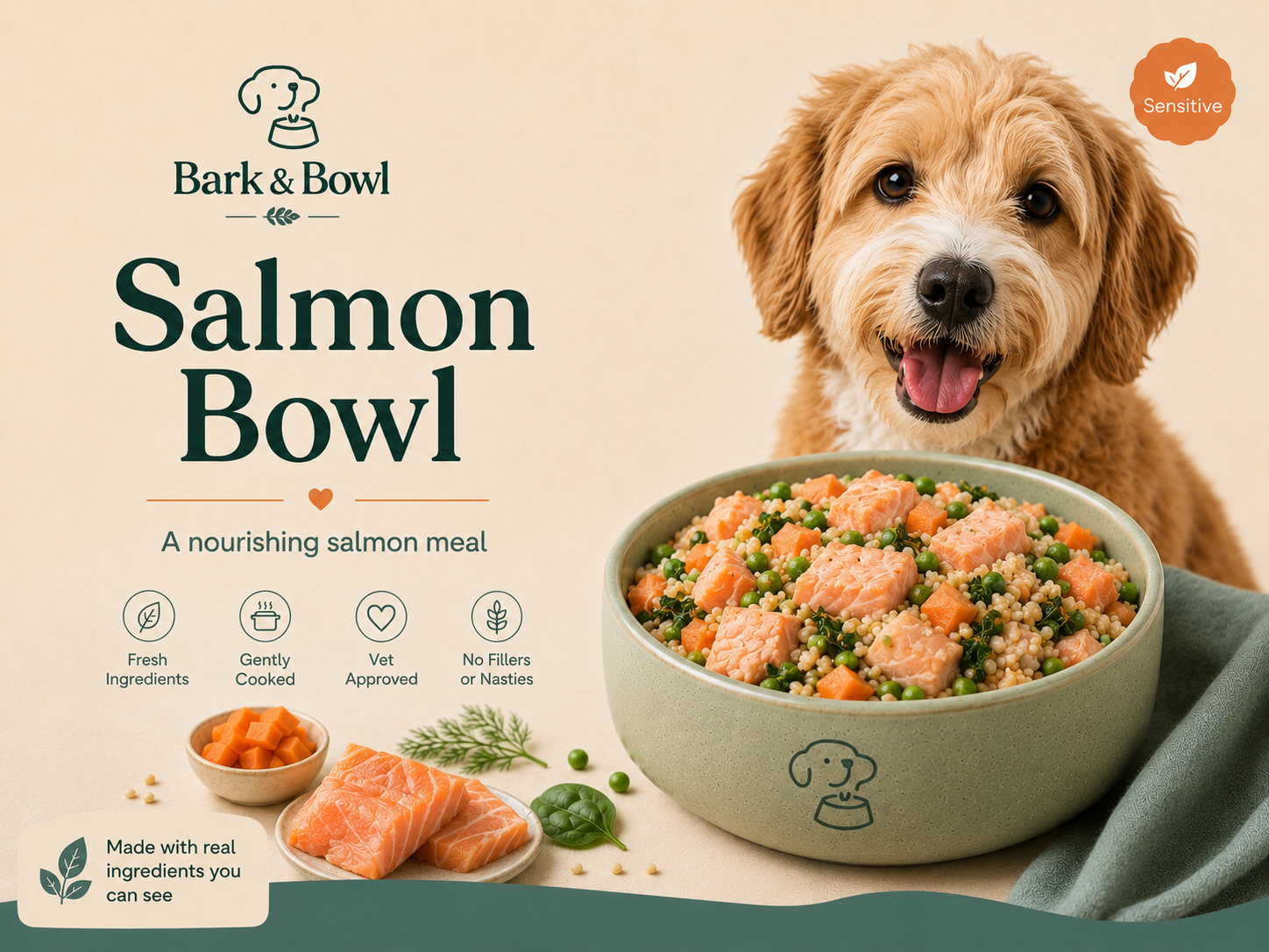 Salmon Bowl fresh dog food meal